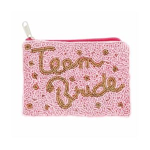 Team Bride Beaded Coin Bag | Pink & White